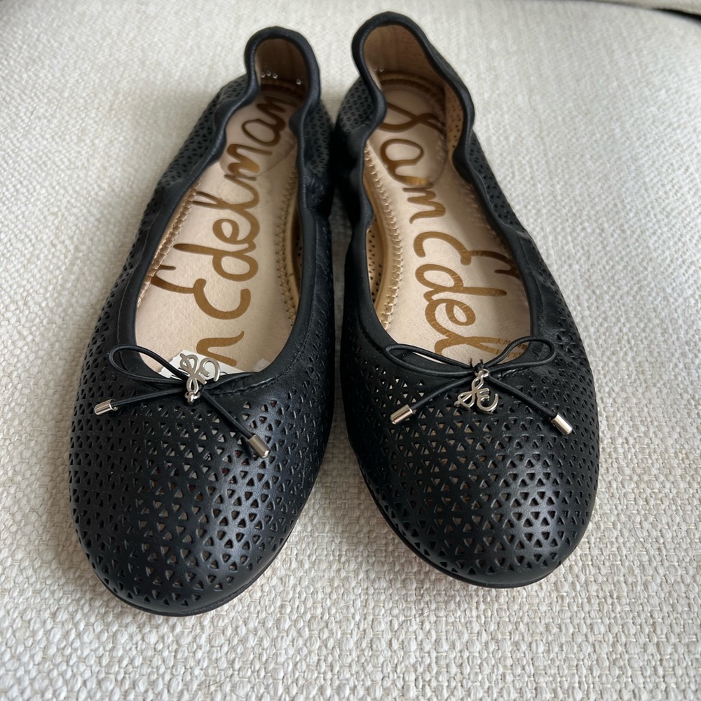 Sam Edelman Felicia Ballet Flat Black Perforated Leather US Women's 9.5